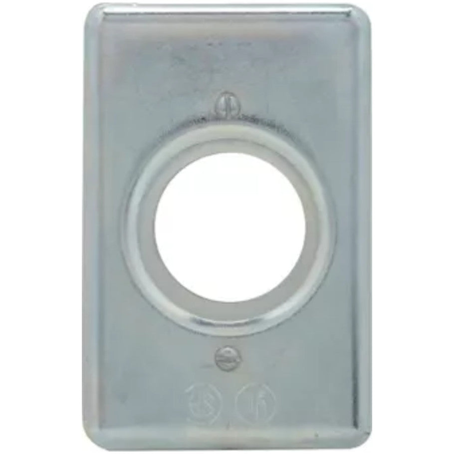 Box Cover, Cast Iron or Aluminum Device Box, 1-Gang, Sheet Steel, 1-7/16 in. Diameter Opening