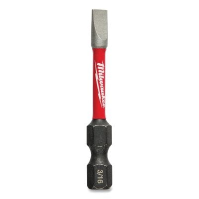 Shockwave Impact Slotted Power Bit, 2 in L, SL3/16 in # 8 Drive Size, 1/4 in Shank dia