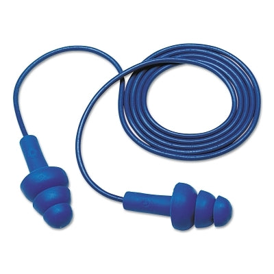 3M 340-4007 E-A-R Ultrafit Earplugs, Elastomeric Polymer, Blue, Corded, Poly Bag, Metal Detectable