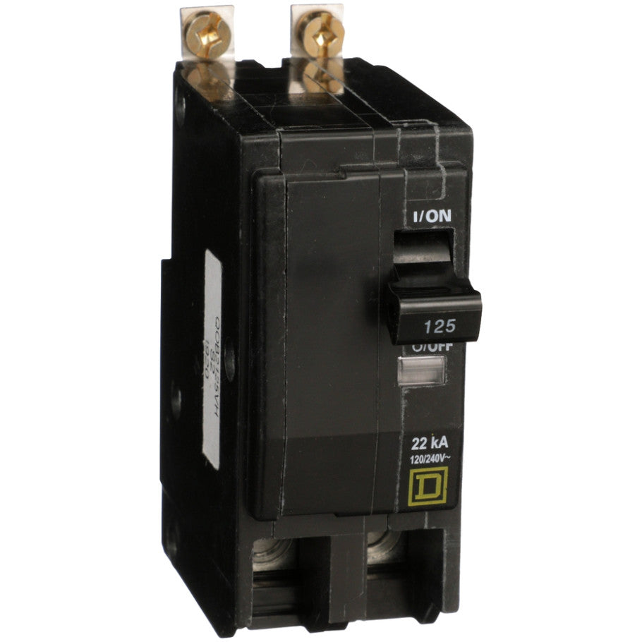QOB Miniature Circuit Breaker, High Interrupting Capacity, Bolt On, 2 Pole, 125A, 120/240 Vac, 22kA