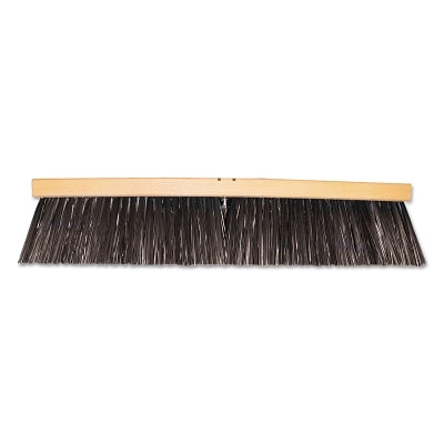 Heavy-Duty Street Brooms, 24 in Hardwood Block, 4 1/4 in Trim L, Blue Plastic