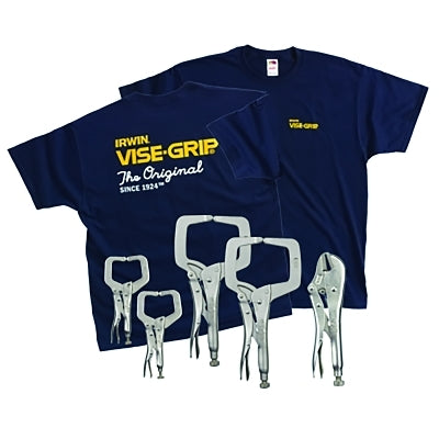 The Original 5-Pc Locking Plier and Clamp Set with T-Shirt, (2) 6 in; (1) 10 in; (2) 11 in