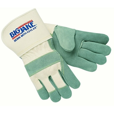 Big Jake Premium A+ Side Split Leather Work Gloves, 1710, Canvas/Jersey Lining, Single Palm, 4.5 in Cuff, Lg