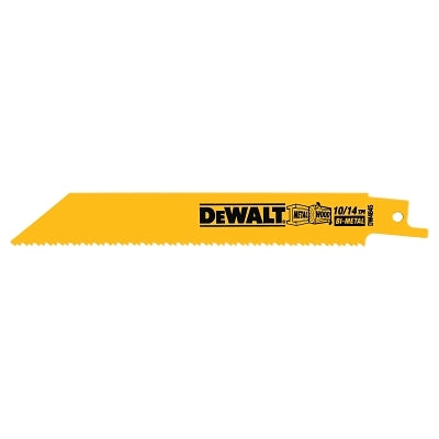 Bi-Metal Recip Saw Blades, 6", 10/14 TPI, Straight Back, Multi-Material, 5/PK