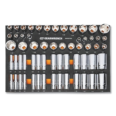 Modular Master Socket Set, 60-pc, SAE, 6 and 12 Point, 1/2 in Drive