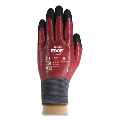 48-919 Double Layer Nitrile-Coated Gloves, Size 12, Black/Red