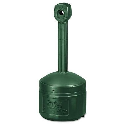 Smokers Cease-Fire Cigarette Butt Receptacle, 16 qt, 16-1/2 in dia, 38-1/2 in H, Polyethylene, Forest Green