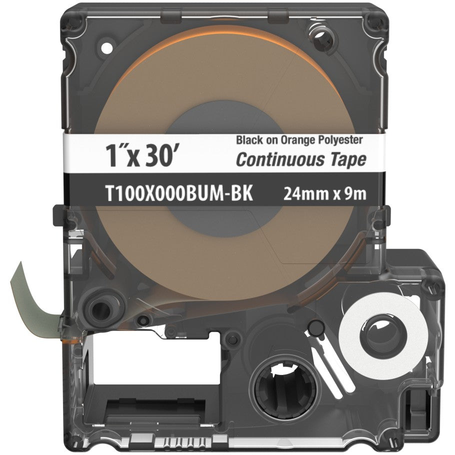 MP Cassette,Poly Cont Tape, 1" W x 30' L, BK on OR