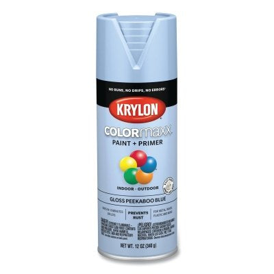 COLORmaxx Paint + Primer Spray Paint, 12 oz, Peekaboo Blue, Gloss