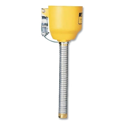Funnel Attachment for Type I Steel Safety Cans, Funnel/Hose, Yellow/Gray, Polyethylene Funnel/Steel Hose, Bolt-On
