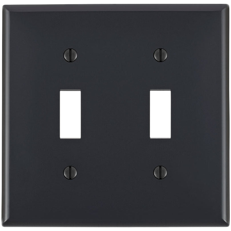 Toggle Switch Wall Plate, Device Mount, 2-Gang, Nylon, Black