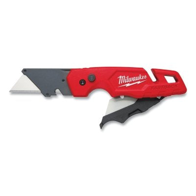 Fastback Utility Knife, 6.87 in L, Straight/Steel Blade, Metal Handle, With Blade Storage, Red