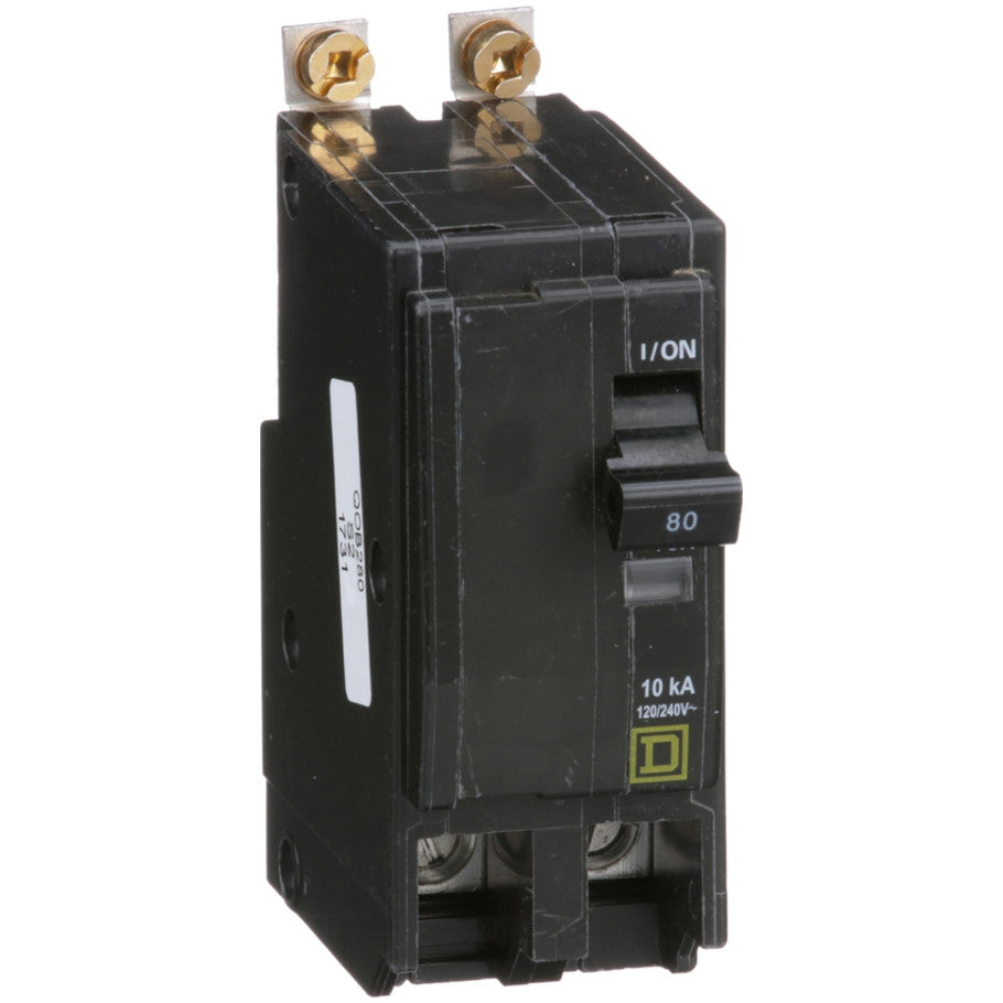 QOB Miniature Circuit Breaker, Bolt On, 2 Pole, 80A, 120/240V, 10kA