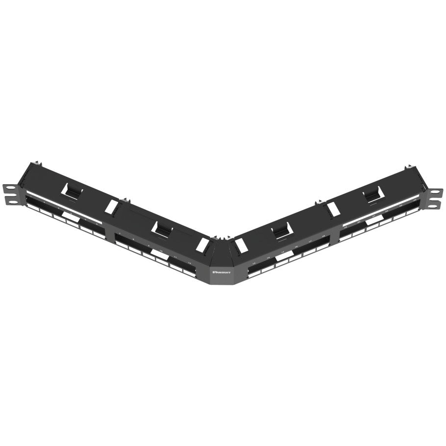 QuickNet  Angled Patch Panel Rack Mount, 24-Port, Black