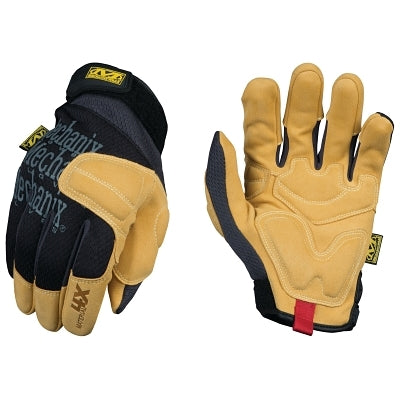 Material4X Padded Palm Glove, Synthetic Leather, Black/Tan, Large