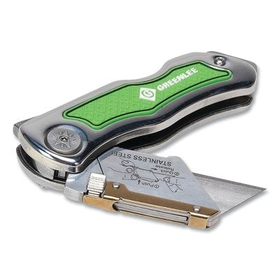 Utility Knife with Blades, 7 in L, Utility, Stainless Steel, Silver/Green