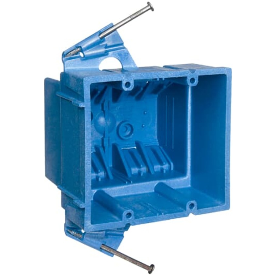 SuperBlue PVC Boxes, New Work, 2-Gang, Nails