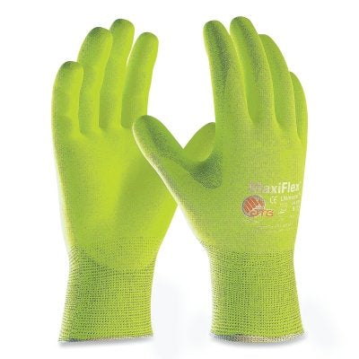 MaxiFlex Ultimate Nitrile Coated Micro-Foam Grip Gloves, Small, High-Vis Yellow, Coated Palm and Fingers