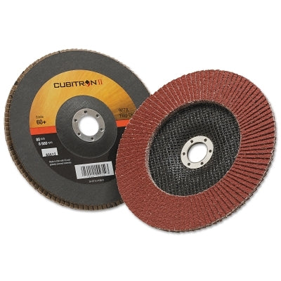 3M 051141-55612 Cubitron II Flap Discs 967A, 7 in dia x 7/8 in AH, T27, 60+, 8600 RPM