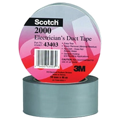 3M 434030 Electricians Duct Tapes 2000, Gray, 2 in x 50 yd x 6 mil