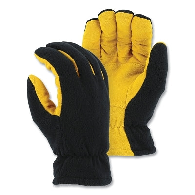 Winter Lined Heatlok Deerskin Drivers Gloves, 11/X-Large, Deerskin/Fleece, Heatlok Lining, Black/Yellow