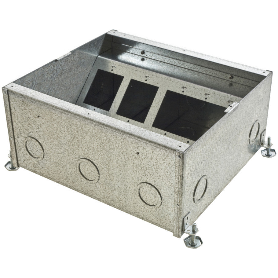 CFB Series Recessed Concrete Floor Box, Steel, 11 Gang, Rectangular, 4.08 H x 13.5 W x 12.2 D in.