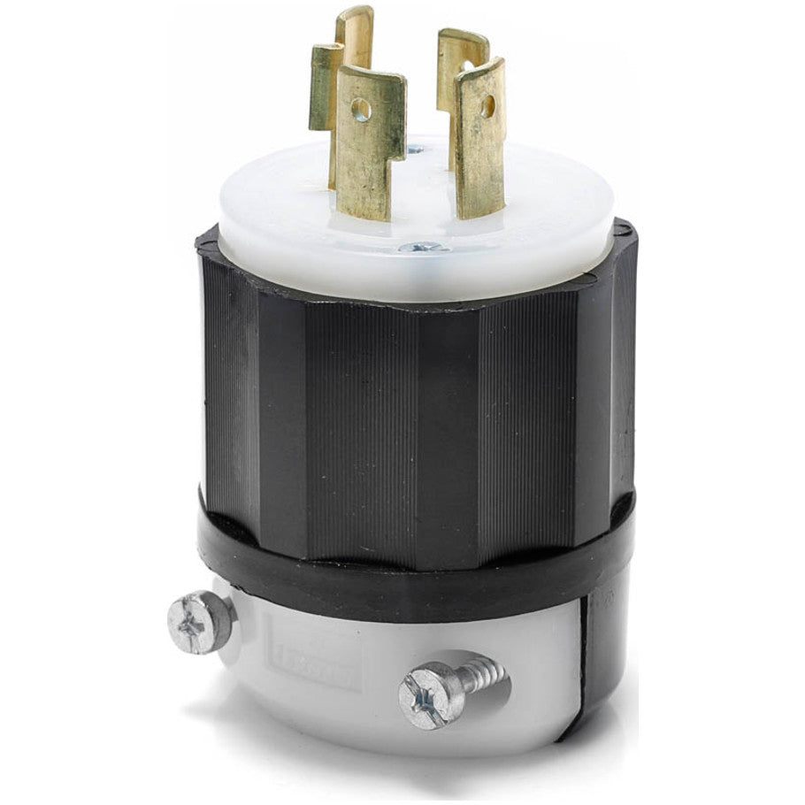 Leviton Black   White 20A 3-Phase 480V 3P4W Locking Plug, Black and White