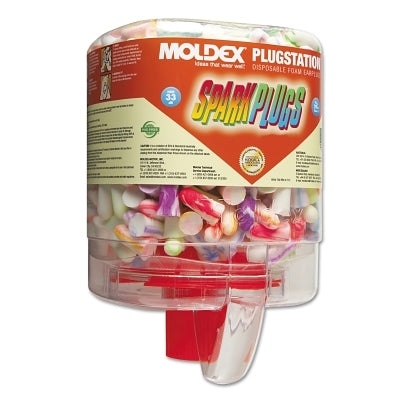 PlugStation Earplug Dispenser, Disposable Plastic Bottle, Foam Earplugs, Assorted Color Swirls/Streaks, SparkPlugs