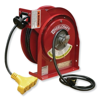 L 4000 Series Light and Power Cord Reel, 12/3 AWG, 15 A, 45 ft Cord, Triple Tap
