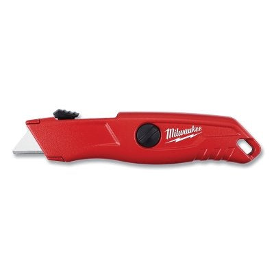 Self Retracting Utility Knife, 6-1/2 in L, Bi-Metal with Titanium Edge, Metal Handle, Red