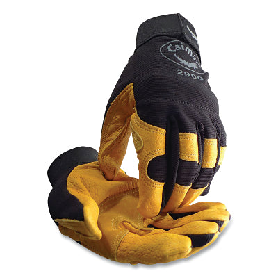 2900 Pig Grain Palm and Knuckle Protection Mechanics Gloves, X-Large, Black/Yellow