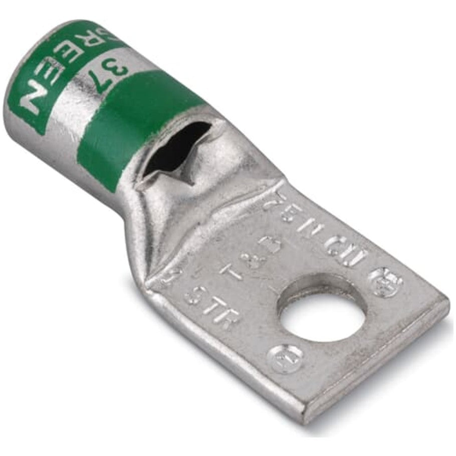 1-Hole Straight Standard Barrel Lug, 1.6 in., 1 AWG, Green