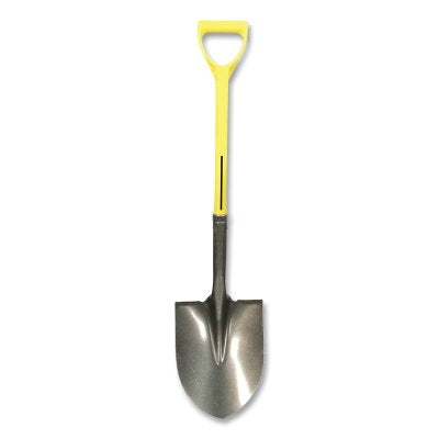 Round Point Shovel, 11-1/2 in L, 9 in W, Round Tip Shape, 48 in L Handle, Fiberglass