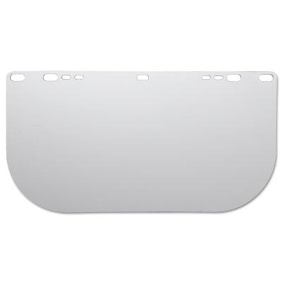 F20 Polycarbonate Faceshield, 8154, Uncoated, Clear, E Shape, Unbound, 15.5 in L x 8 in H, 0.040 in Thick