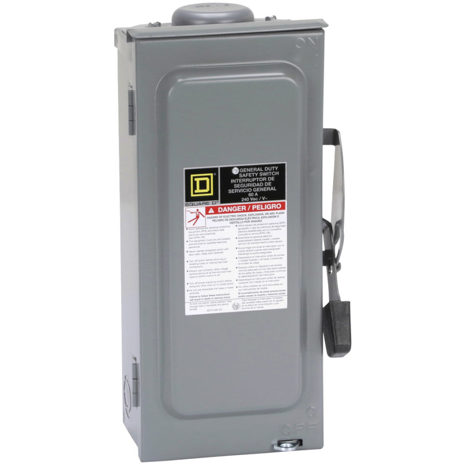 General Duty Disconnect, Fusible, 3 Phase, 60A 120/240V, 3P4W