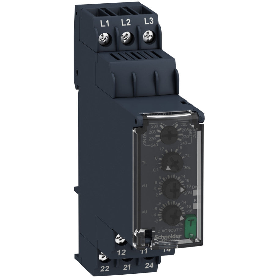 Modular Measurement and Control Relay, 3-Phase, DPDT, 250V ac, 8A, Screw Terminal, 22.5 mm W