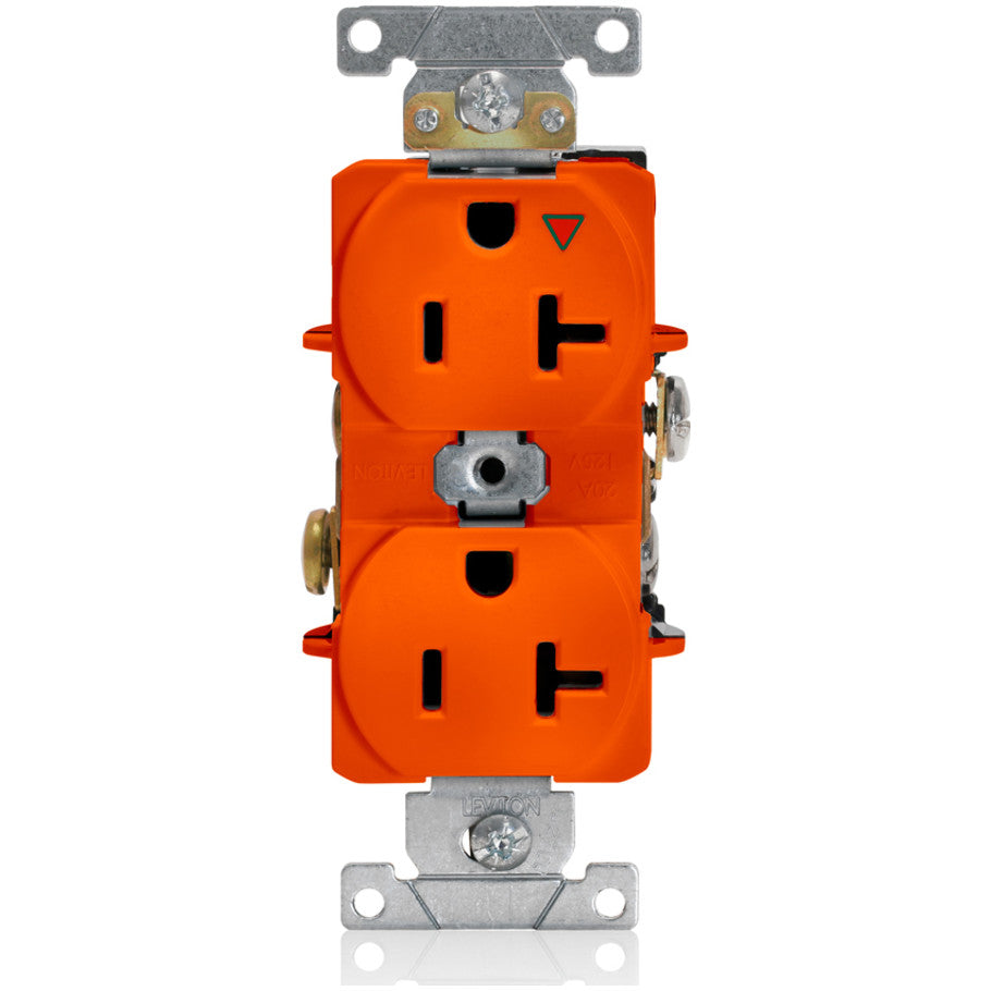 Isolated Ground Duplex Receptacle, Specification Grade, Heavy Duty, 20A, Orange