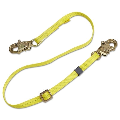 3M 1231016 Web Adjustable Positioning Lanyard, 6ft, Snap Hook Connection, 310lb Cap, Yellow