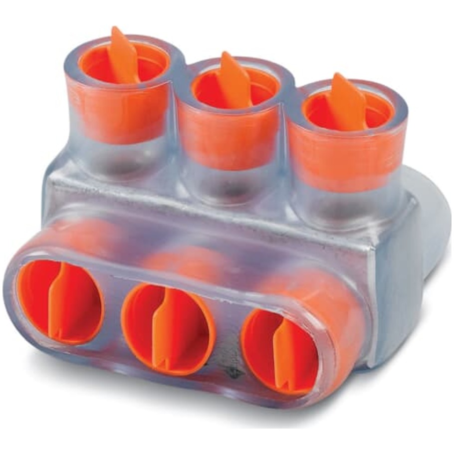 Double-Sided Insulated Multi-Cable Connector Block, 3 Outlet, 6 AWG to 250 kcmil