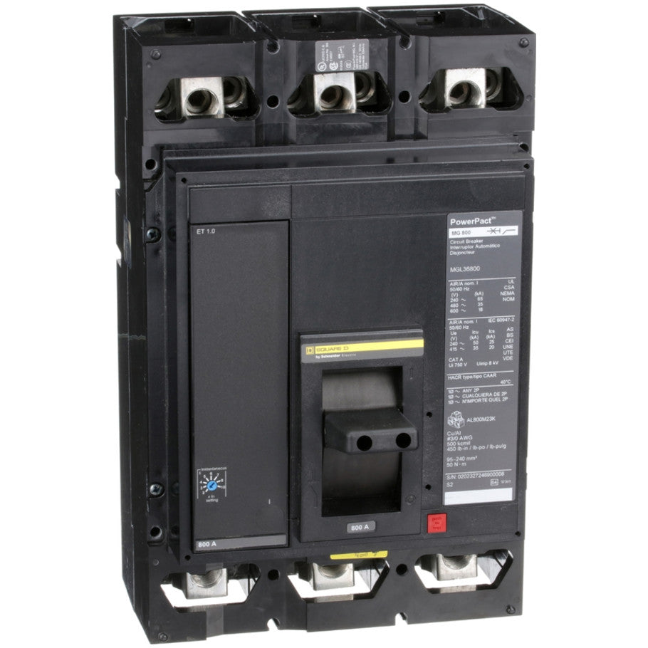 PowerPact Molded Case Circuit Breaker, M-Frame, Thermal Magnetic, Unit Mount, 18kA, 600 Vac, 3-Pole, 800A