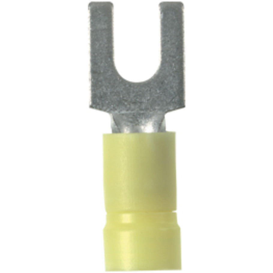 Pan-Term PV10-6F-L Fork Terminal, Yellow, Vinyl, 10-14 AWG,  6 Stud, PK50