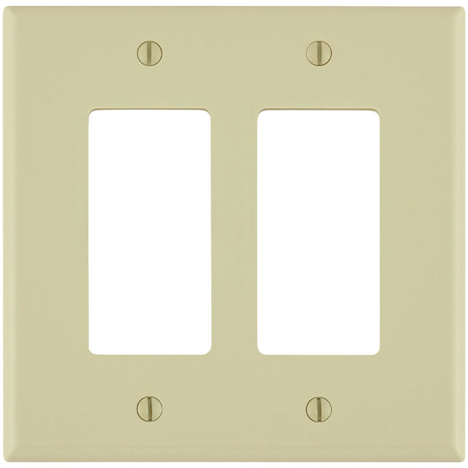 2-Gang Decora/GFCI Device Wallplate, Midway Size, Thermoplastic Nylon, Ivory