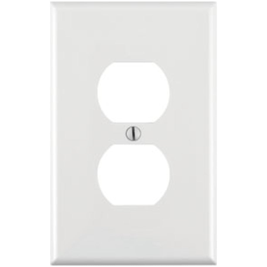 Midsize Duplex Receptacle Wall Plate, Nylon 1-Gang Device Mount, White