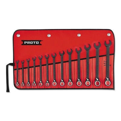 Reversible Combination Ratcheting Wrench Set, 13-Pc, Spline, Black Chrome, 7 mm to 19 mm