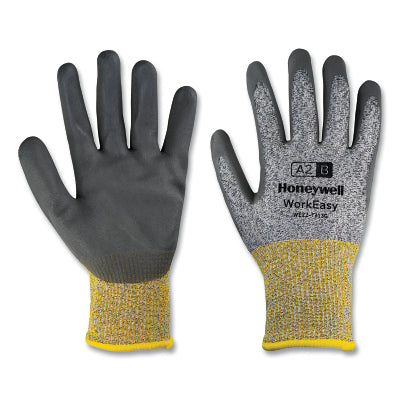 WorkEasy Gloves, 7313G, Nitrile Palm Coating, X-Small, Gray/Yellow