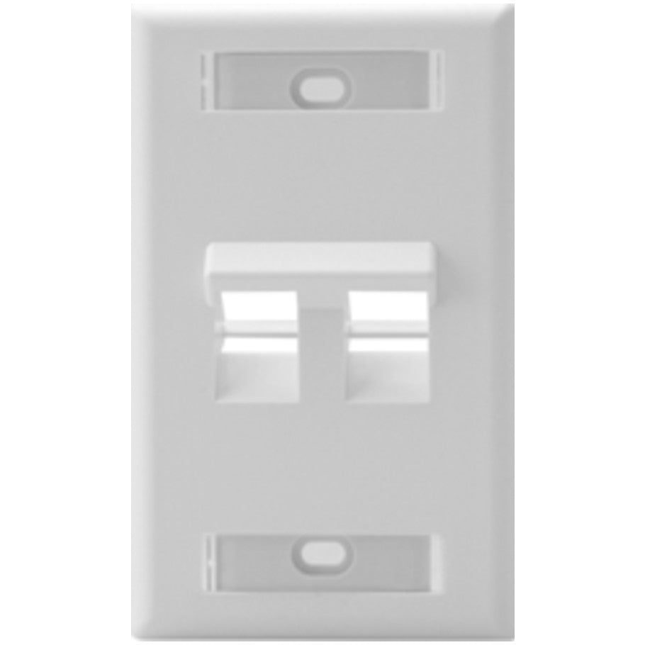QuickPort Angled Wallplates With ID Windows, 1-Gang, 2-Port, White