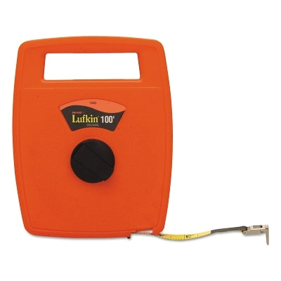 Hi-Viz Linear Measuring Tapes, 1/2 in x 100 ft, SAE, Orange, 1/8 in Grad