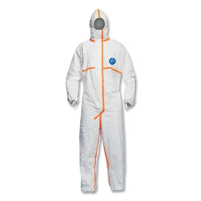 Tyvek 800 Coverall, Taped Seams, Attach Hood, Elastic Wrists and Ankles, Storm Flap, White, X-Large