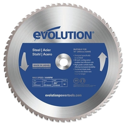 TCT Metal-Cutting Blade, 14 in, 1 in Arbor, 1600 rpm, 66 Teeth