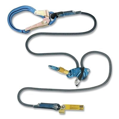 3M 1234090 Trigger X Adjustable Rope Positioning Lanyard, Blue, 6 ft, 310 lb Cap, Rebar Hook